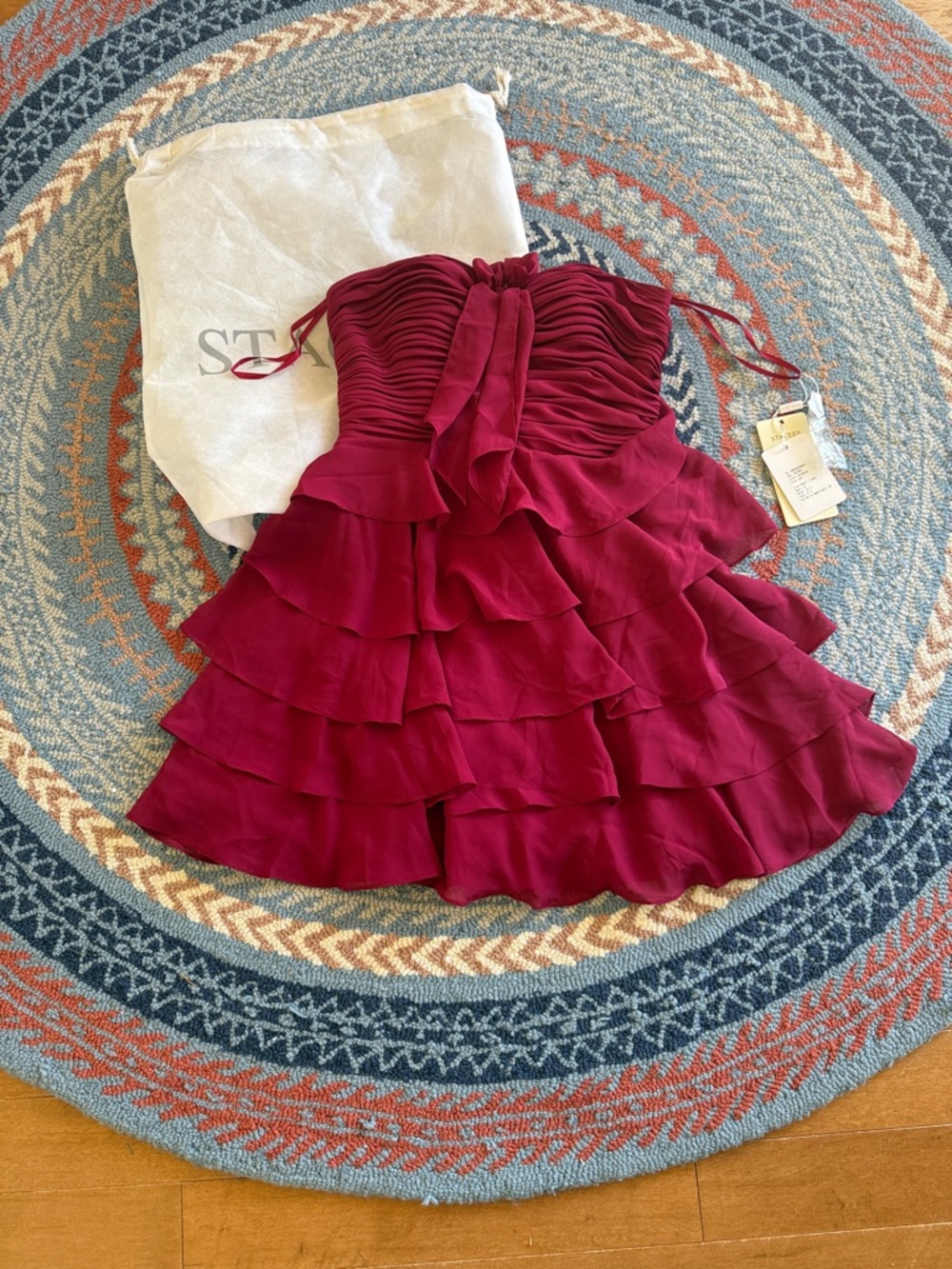 Teen Burgundy Tiered Ruffle Dress